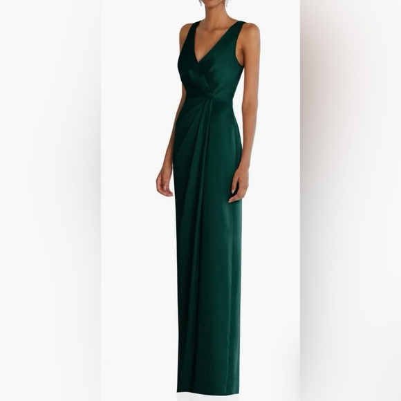 After Six Sleeveless Satin Faux Wrap Gown Size 2 Evergreen Mardi Gras Wedding - Picture 16 of 16